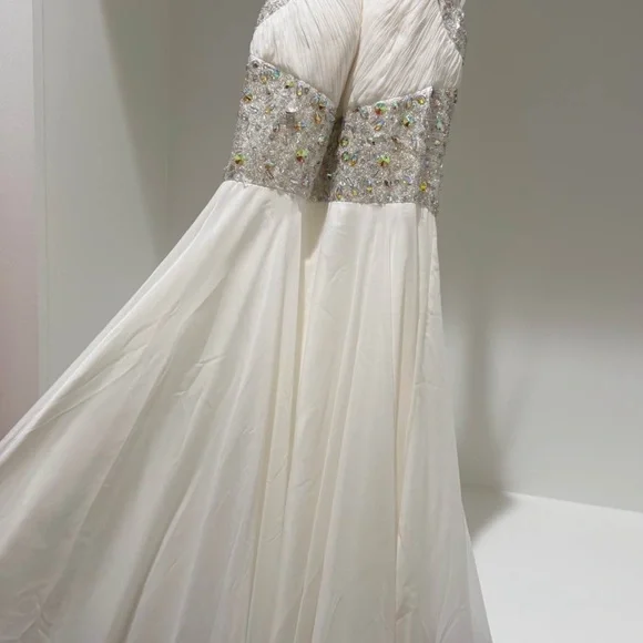 Sherri Hill White and Silver Prom Dress - Picture 2 of 4